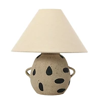 Hello Honey® 15" Hand-Painted Terra-cotta Table Lamp with Dots and Fabric Shade