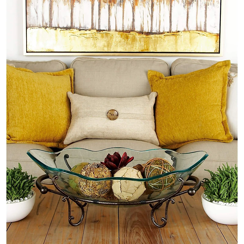 Copper Glass and Metal Traditional Serving Bowl, 9" x 23" x 14"