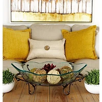 Copper Glass and Metal Traditional Serving Bowl, 9" x 23" x 14"