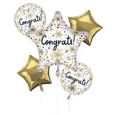 Confetti Sprinkle Congrats 5-Piece Foil Balloon Bouquet