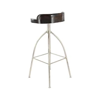 Brown Iron and Wood Contemporary Bar Stool, 33" x 16" x 12"