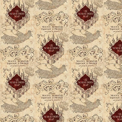 Harry Potter™ Tan Marauder's Map™ Cotton Fabric