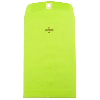 JAM Paper 6" x 9" Ultra Lime Green Open End Catalog Colored Envelopes with Clasp Closure