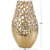 15" Gold Aluminum Vase with Freeform Open Lattice
