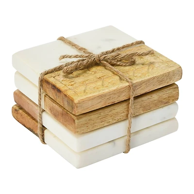 Hello Honey® Hand-Carved Engraved Mango Wood Square Trivets, 4ct.
