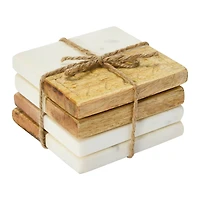 Hello Honey® Hand-Carved Engraved Mango Wood Square Trivets, 4ct.