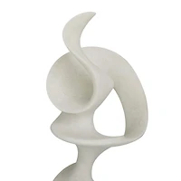 20" White Polystone Abstract Sculpture with Black Base