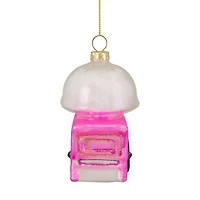 3.5" Pink, White & Gold Cotton Candy Machine Glass Christmas Ornament