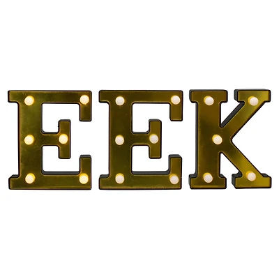 6.5" Lighted Black & Gold EEK Halloween Marquee Decoration