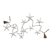 Hello Honey® 6ft. White Hand-Painted Recycled Paper Mache Stars with Gold Foil & Tassels Garland