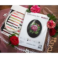 Luca-S Peter Brand Peony Counted Cross Stitch Kit with Display Hoop