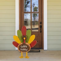 Glitzhome® 2ft. Thanksgiving Wooden Turkey Standing Décor