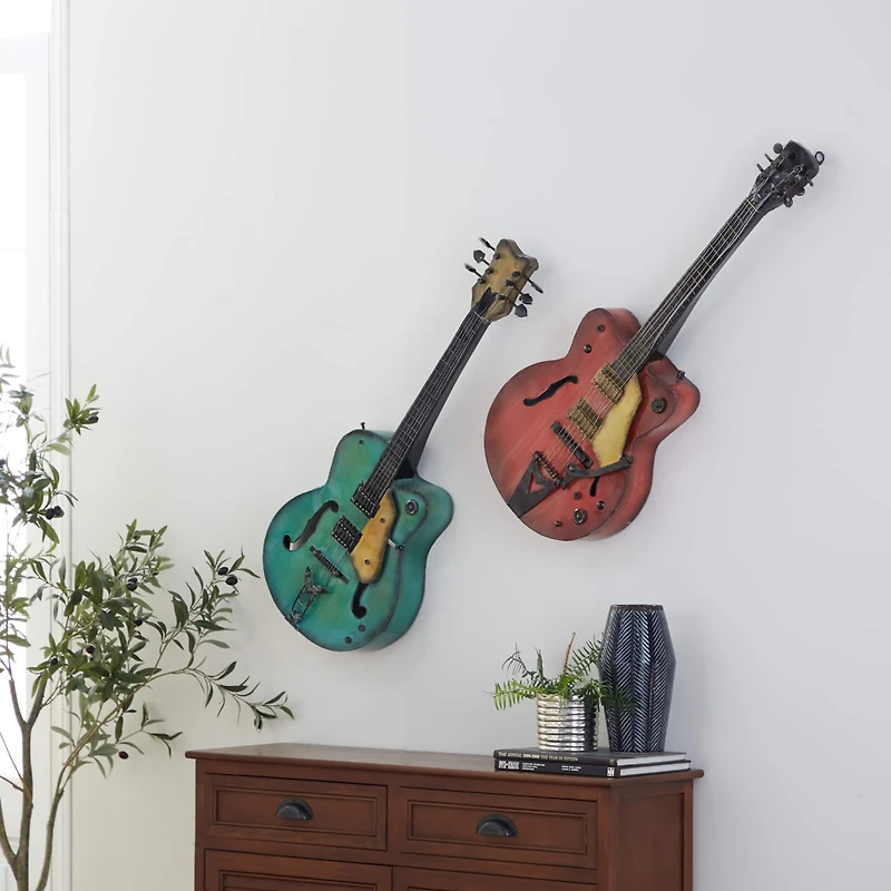 Metal Guitar Wall Décor Set