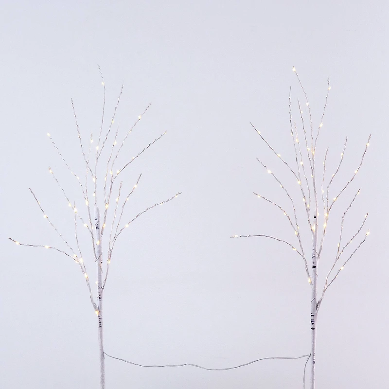 2 Pack 2.5ft. Pre-Lit White Birch Artificial Christmas Branches, Warm White Micro LED Lights