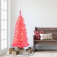 4ft. Pre-Lit Pink Artificial Tree in Burlap Sac, Clear Lights