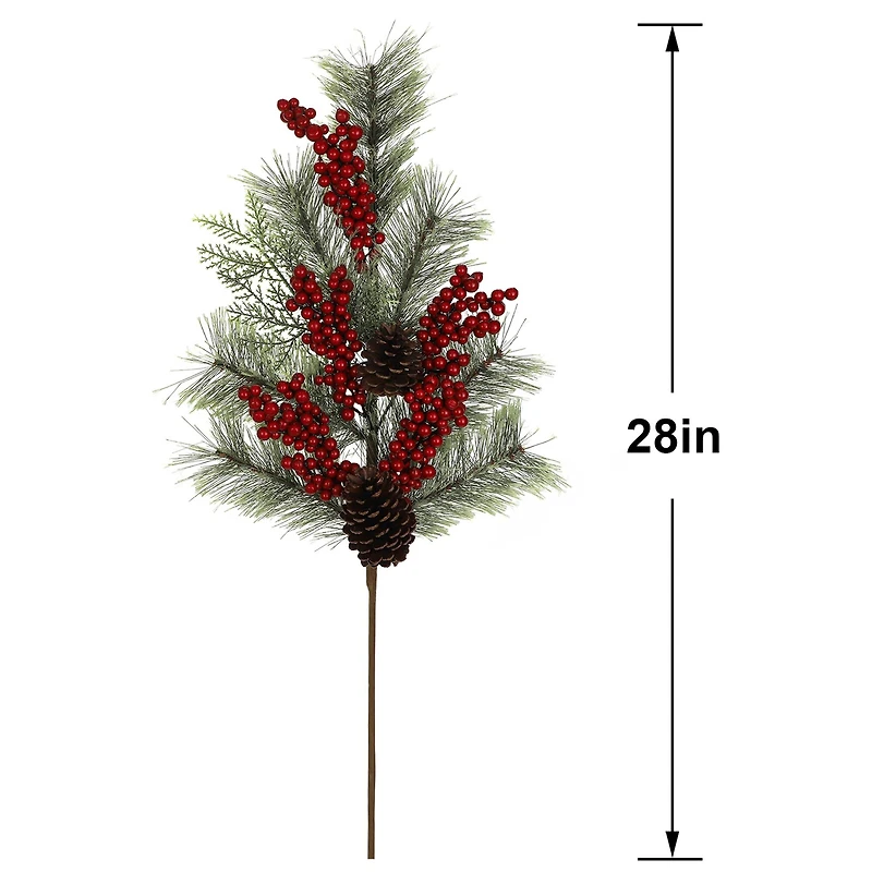 28" Green Cashmere Pine & Red Berry Stem by Ashland®