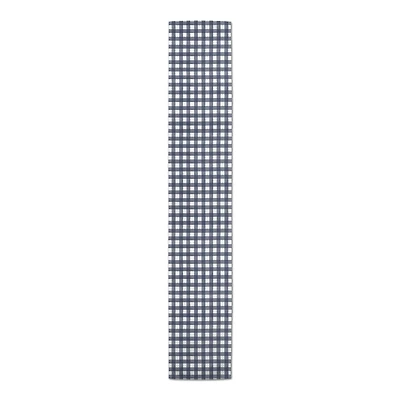 72" Navy Blue Buffalo Check Cotton Twill Table Runner