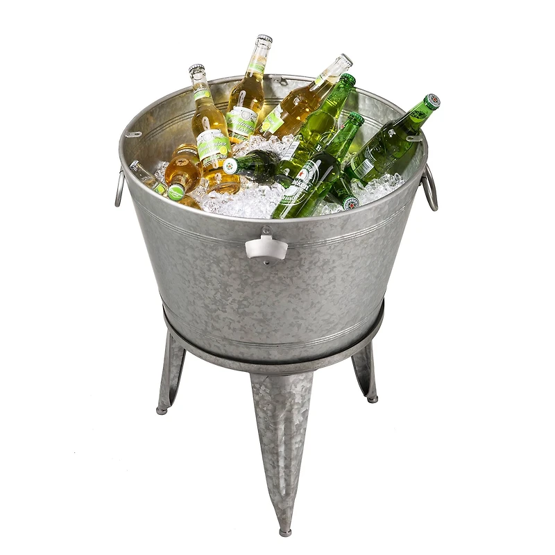 Glitzhome® 26" Galvanized Beverage Tub Accent Table