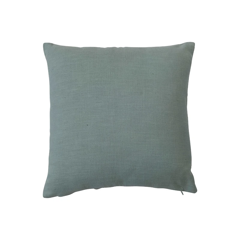 Hello Honey® Mint & White Square Cotton Slub Pillow with Floral Embroidery