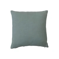 Hello Honey® Mint & White Square Cotton Slub Pillow with Floral Embroidery