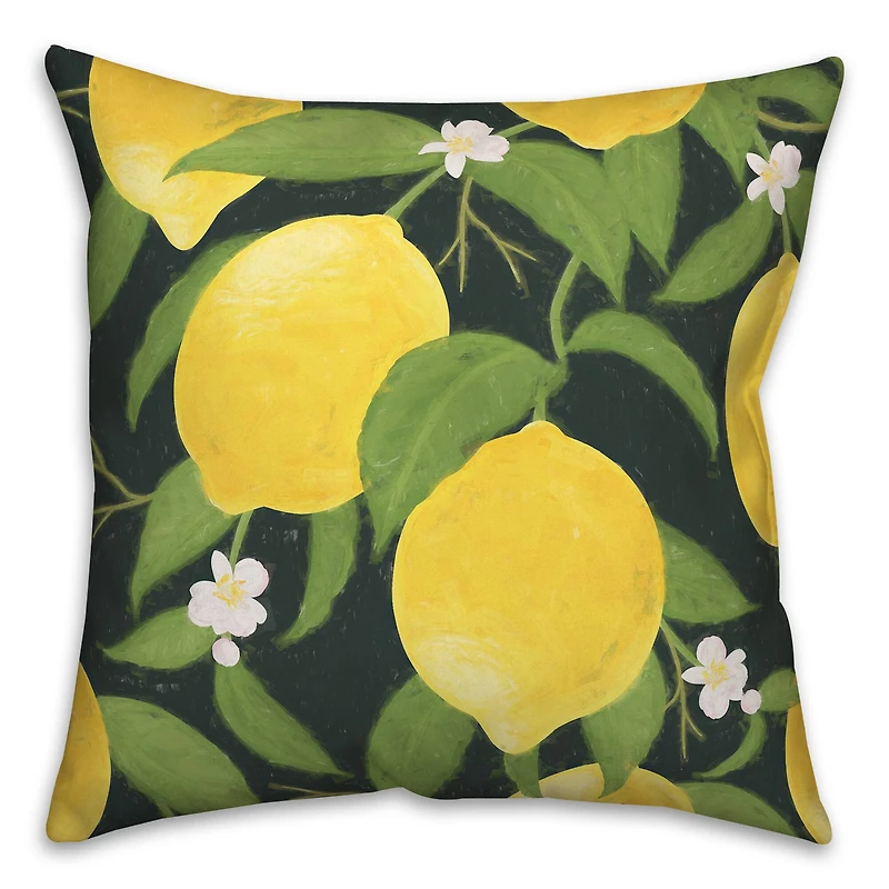 Black and Yellow Lemon 18" x 18" Throw Pillow