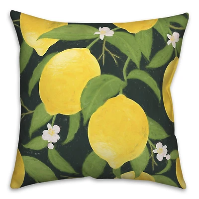 Black and Yellow Lemon 18" x 18" Throw Pillow