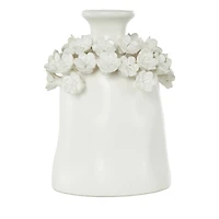 9" White Flower Decorative Ceramic Vase