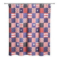 Stars and Stripes Quilt-Pattern Shower Curtain