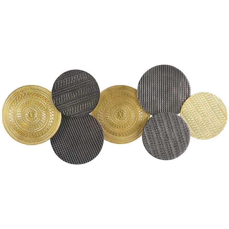 42" Aluminum Carved Design Plates Wall Décor
