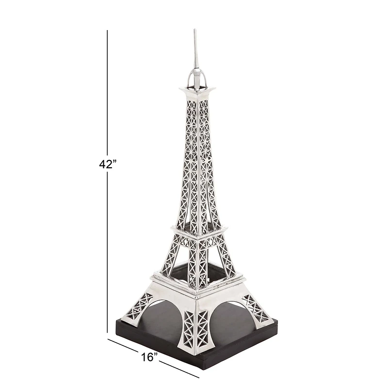 42" Silver Aluminum Eiffel Tower Sculpture