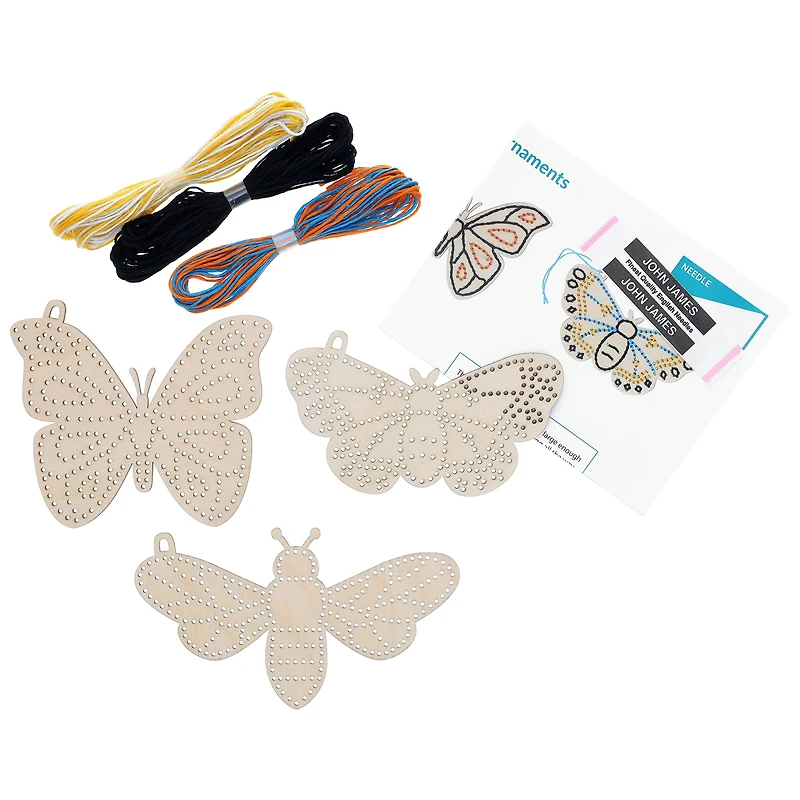 Leisure Arts® Beginner Insect Shapes 3 Piece Wood Stitchery Ornament Kit