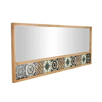 67" x 26" Brown Wood Wall Mirror with Mosaic Edge