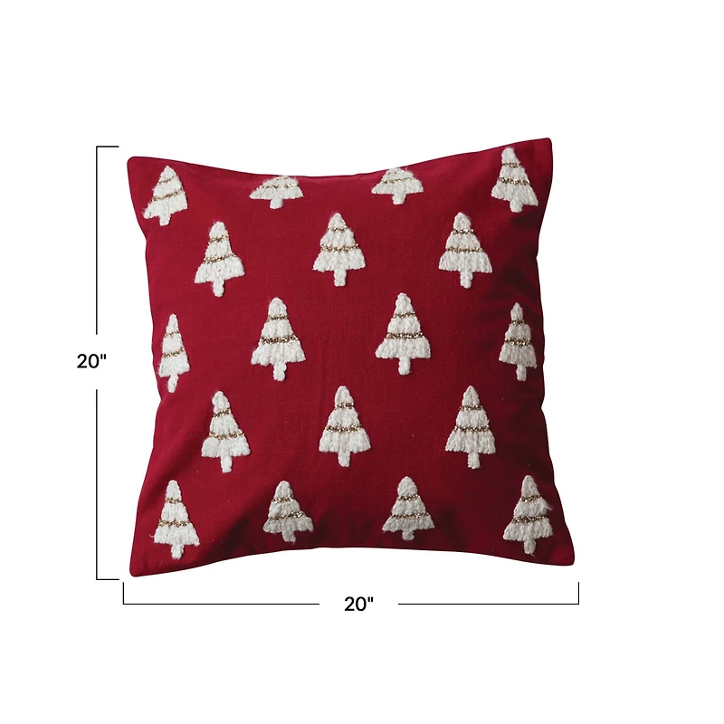 Hello Honey® 20" Red & White Christmas Tree Accent Pillow