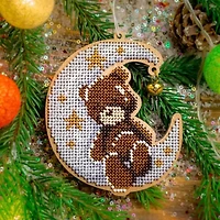 Wonderland Crafts Bear & Moon Bead Embroidery on Wood Kit