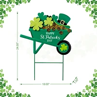 Glitzhome® 24" St. Patrick's Metal Shamrocks Wagon Yard Stake