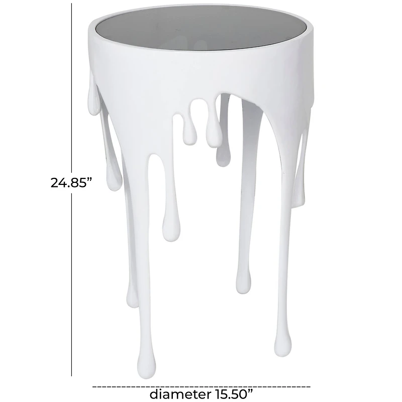 White Aluminum Drip Accent Table with Melting Designed Body