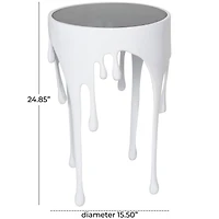 White Aluminum Drip Accent Table with Melting Designed Body