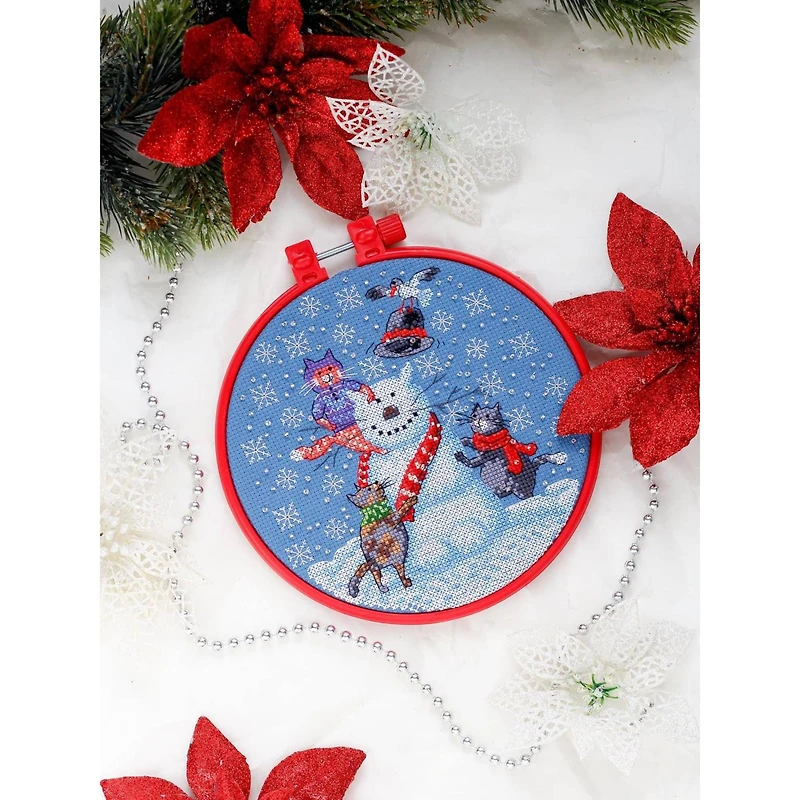 Abris Art Snowman Cat Cross Stitch Kit