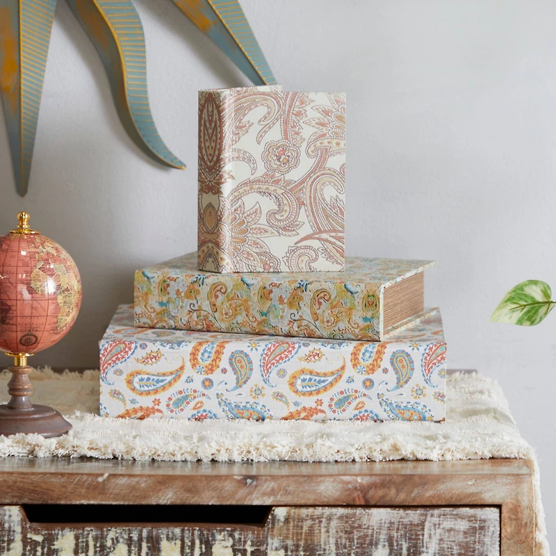 Paisley Canvas Faux Book Box Set