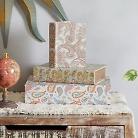 Paisley Canvas Faux Book Box Set