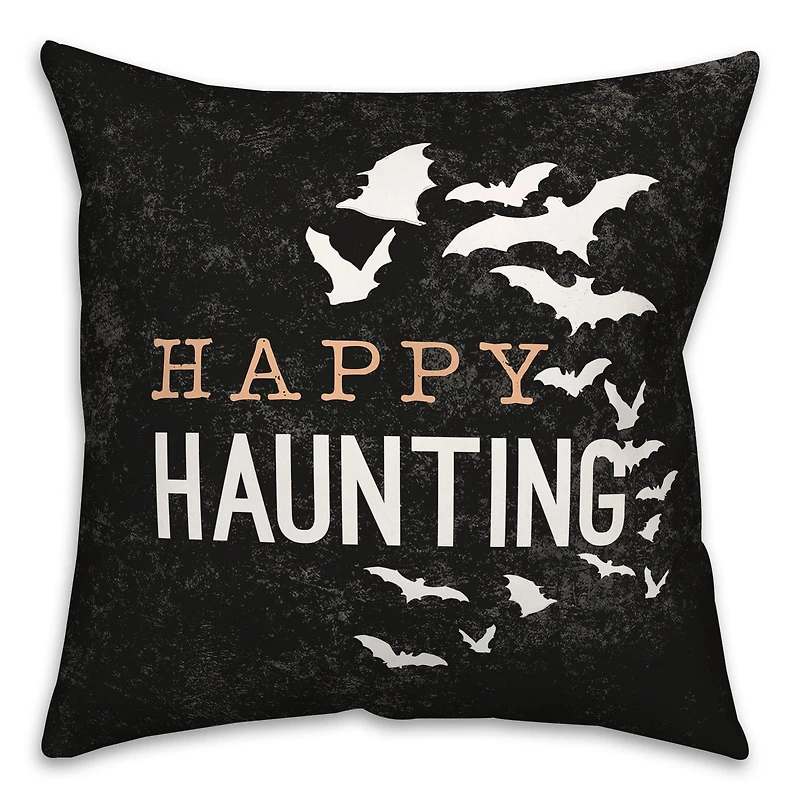 Happy Haunting Bats Throw Pillow