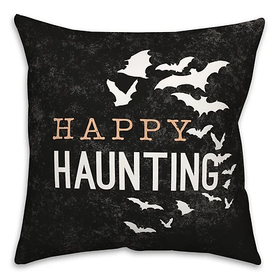Happy Haunting Bats Throw Pillow