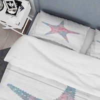 Designart 'Pink Starfish Ocean Life' Coastal Bedding Set