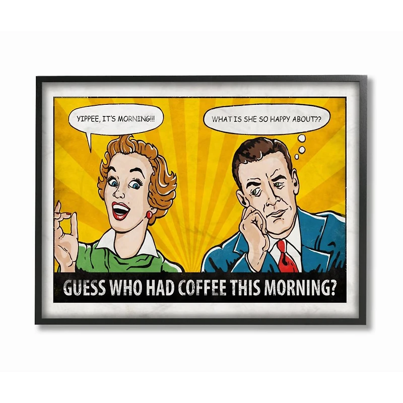 Stupell Industries Morning Coffee Wall Art in Black Frame
