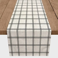 72" Black Line Plaid Poly Twill Table Runner