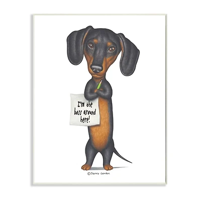 Stupell Industries Dachshund 'I'm The Boss' Fun Family Pet Phrase Wood Wall Plaque