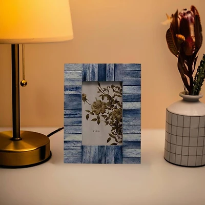 Hello Honey® Blue Wood & Bone 4" x 6" Photo Frame