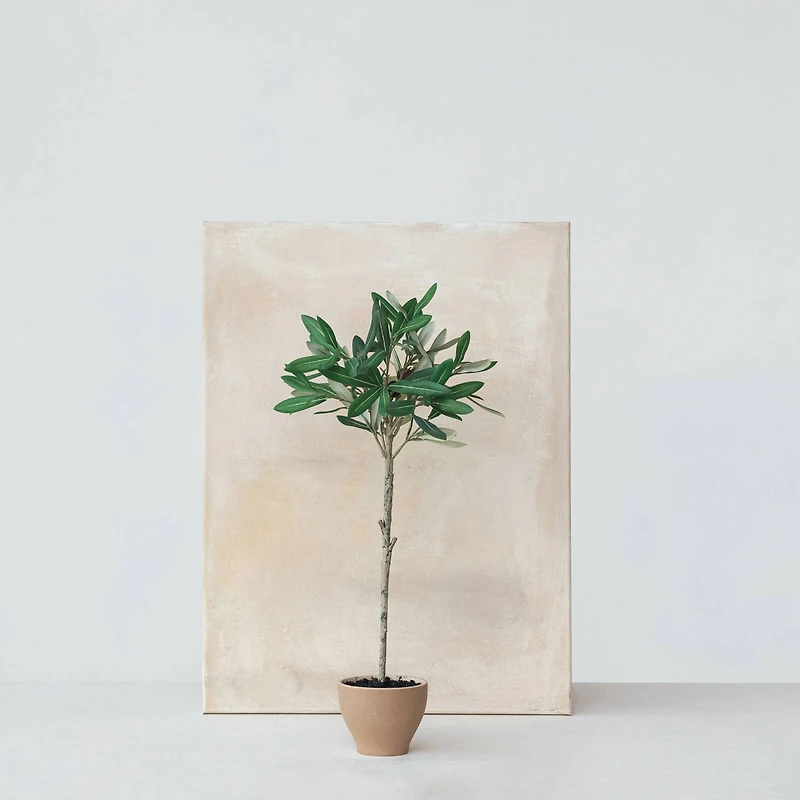 Hello Honey® 20.75" Evergreen Faux Olive Topiary Tree in Dolomite Pot