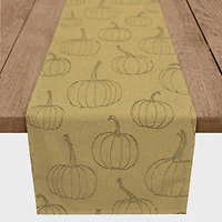 90" Mustard Yellow Pumpkin Pattern Cotton Twill Runner