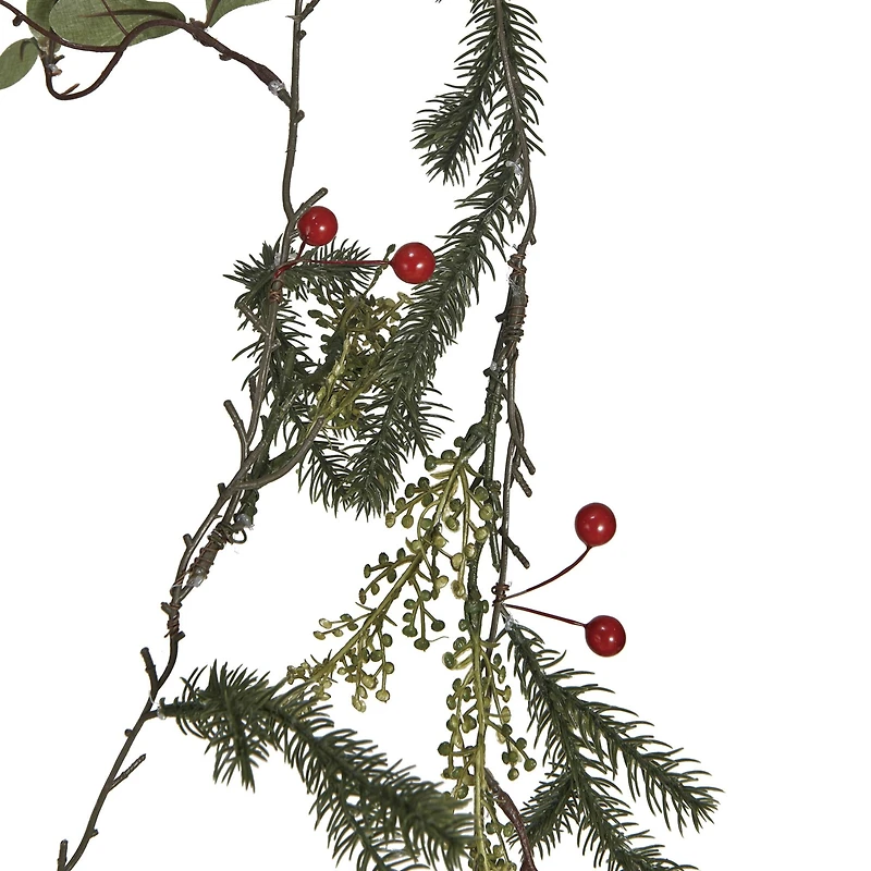 Hello Honey® 6ft. Green Decorative Faux Pine & Mistletoe Garland with Red Berries